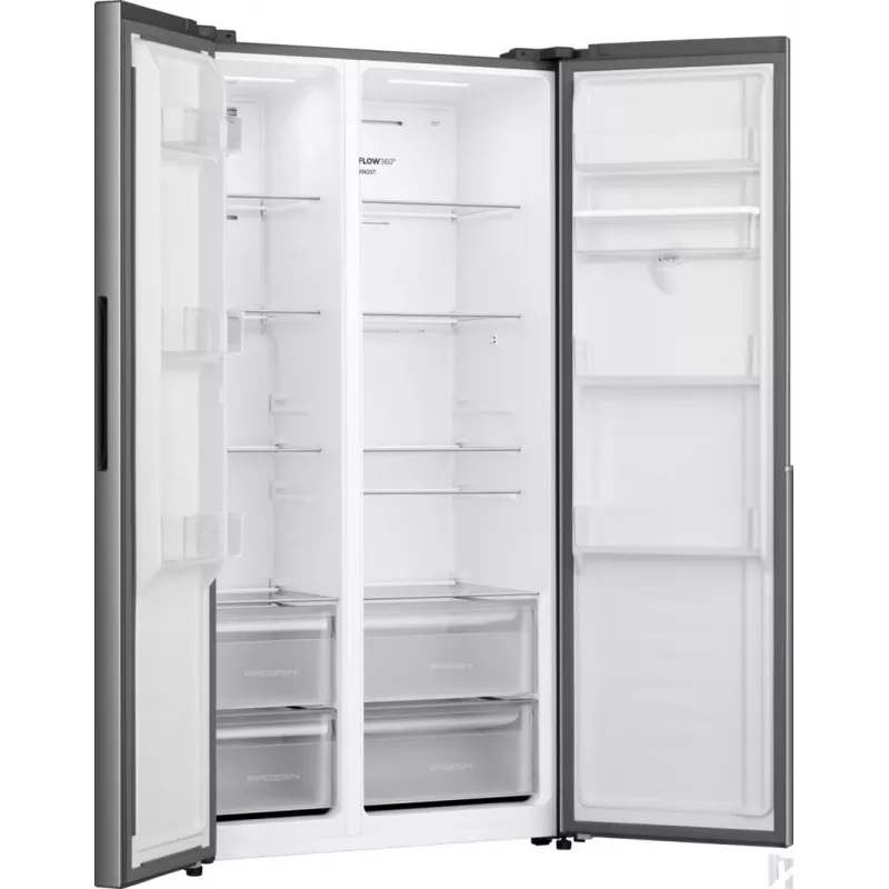Gorenje HZF55082 NRS917E41XWD G400 – Laisvai pastatomas amerikietiškas šaldytuvas su šaldikliu, pilkas, 541 L, LED apšvietimas