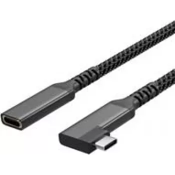 USB-C ilginimo laidas USB-C > USB-C lizdas 3.2 90° PD Textil 1,5m (FL31-74016)