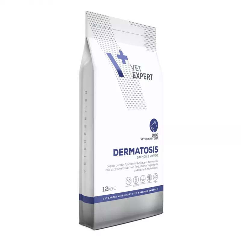 VET EXPERT Veterinary Diet Dermatosis Dog Salmon & Potato sausas šunų ėdalas - 12 kg