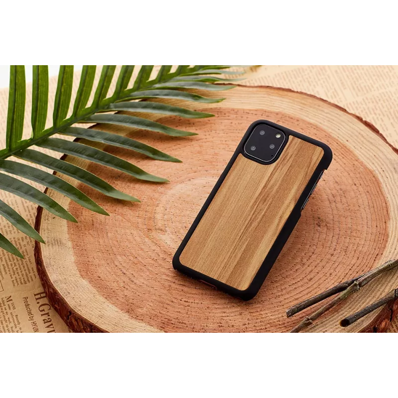 Dėklas iš natūralios medienos iPhone 11 Pro Max — kapučino juodos spalvos