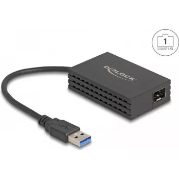 Tinklo adapteris DELOCK 66463 – USB prie šviesolaidinio SFP, 1000 Mbit/s, juodas
