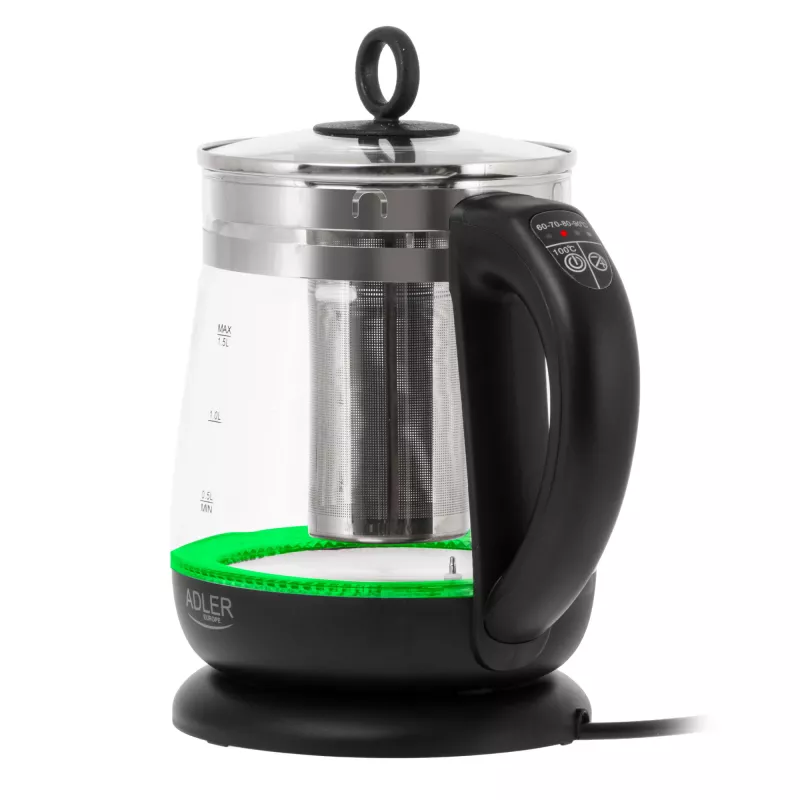 Adler virdulys AD 1299 | 2200 W | 1,5 L | Stiklinis | 360° pagrindas | Juodas