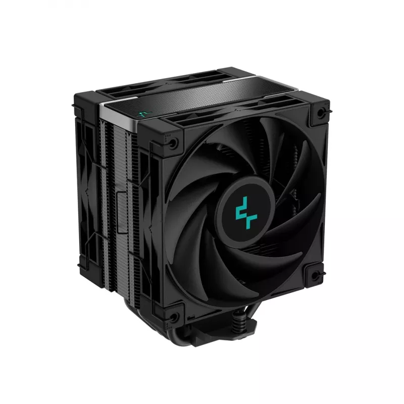 Oro aušintuvas DeepCool AK400 ZERO DARK PLUS — 120 mm FDB ventiliatorius, 4 šilumos vamzdeliai 6 mm, skirtas LGA 1700/AM4/AM5, aukštis 155 mm, juodas