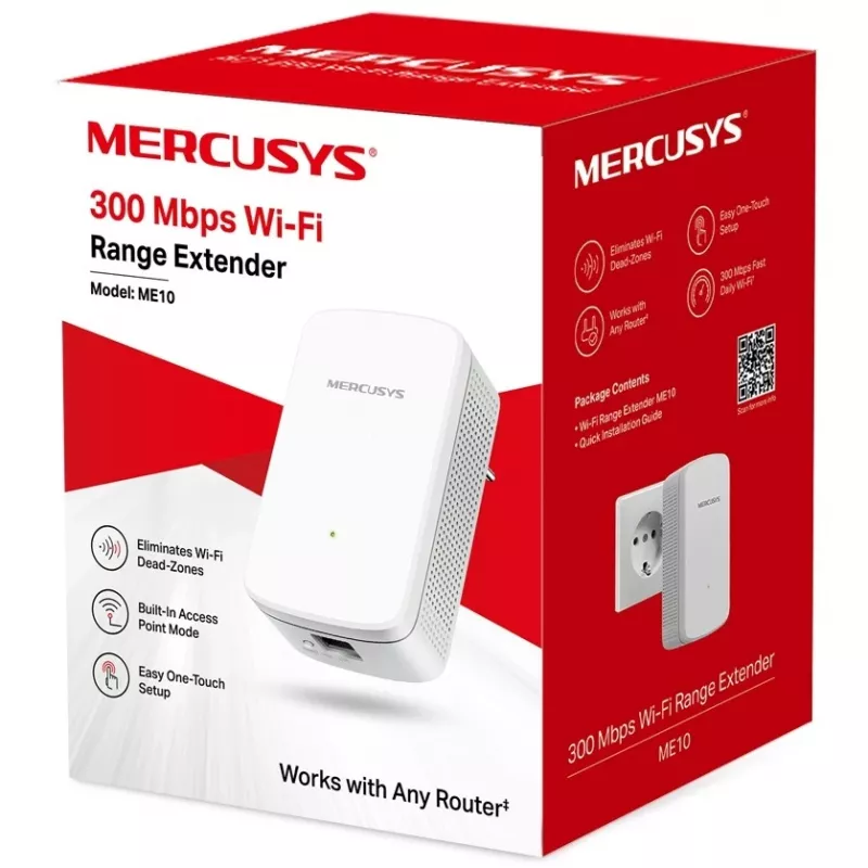Mercusys ME10 V1 WiFi signalo stiprintuvas, montuojamas į sieną