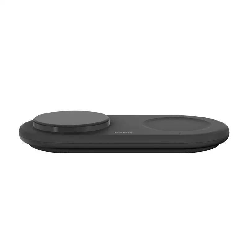 Belkin WIZ021VFBK – 2-in-1 belaidžio įkrovimo padėklas su Qi2 technologija 15 W, juodos spalvos