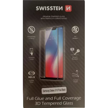 Apsauginis stiklas SWISSTEN Tempered 3D Full Glue Glass Samsung Galaxy S10+ juodas