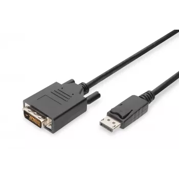 Adapterinis kabelis Assmann DisplayPort į DVI (24+1) M/M, 1,0 m, su užraktu, DP 1.2, juodas (AK-340301-010-S)