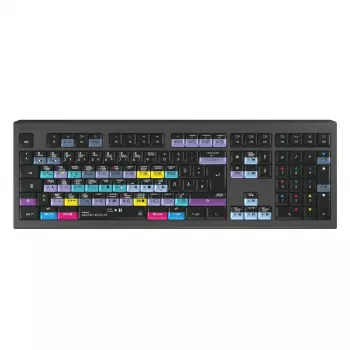 Logickeyboard ASTRA 2 DaVinci Resolve klaviatūra „Mac“, pilno dydžio, laidinė USB, žirklinis mechanizmas, QWERTZ vokiška, juoda