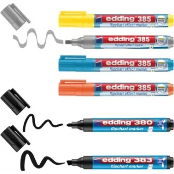 Flapčartiniai žymekliai Edding 385/380/383 įvairių spalvų 1,0–5,0 mm, 6 vnt. rinkinys