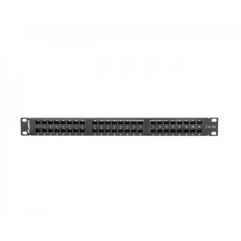 Patch panel LANBERG PPU5-1048-B 1U, 48 prievadų Cat5e, juodas, 445×102×44.5 mm