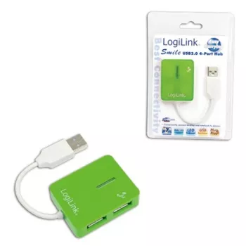 USB šakotuvas LOGILINK UA0138 – 4 prievadų USB 2.0 šakotuvas, žalias, iki 480 Mbit/s