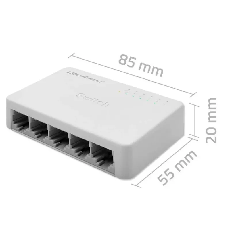 Tinklo jungiklis QOLTEC 52247 5 x RJ45 prievadai 1000Mbps Gigabit nevaldomas