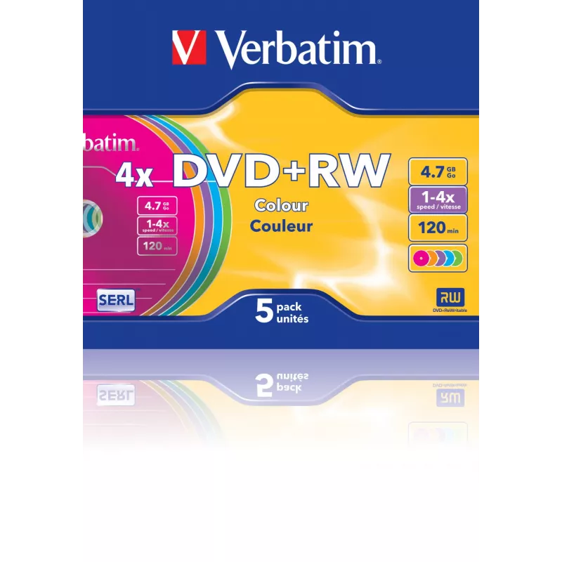 VERBATIM 43297 Verbatim DVD+RW plonas dėklas 5 vnt. 4,7 GB 4x spalvoti