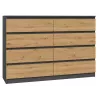 Komoda Top e shop M8 140 ANT/ART su 8 stalčiais, Antracitas/Ąžuolas, 1380×400×970 mm