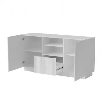 Komoda Cama Meble LIVERTI 150x42x78 cm balta, medžio drožlių plokštė, 1 stalčius