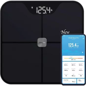 Kūno sudėties svarstyklės iHEALTH Nexus Pro HS2SPRO – belaidės, maksimalus svoris 181 kg, KMI matavimas, juodos spalvos