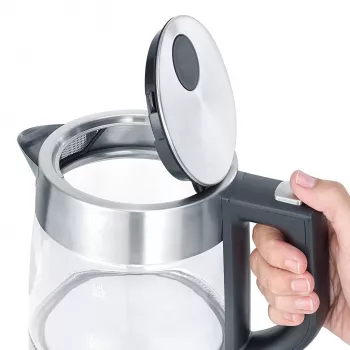 Severin WK 3468 elektrinis virdulys 1 l 2200 W Juoda, Nerūdijantis plienas, Peršviečiamas