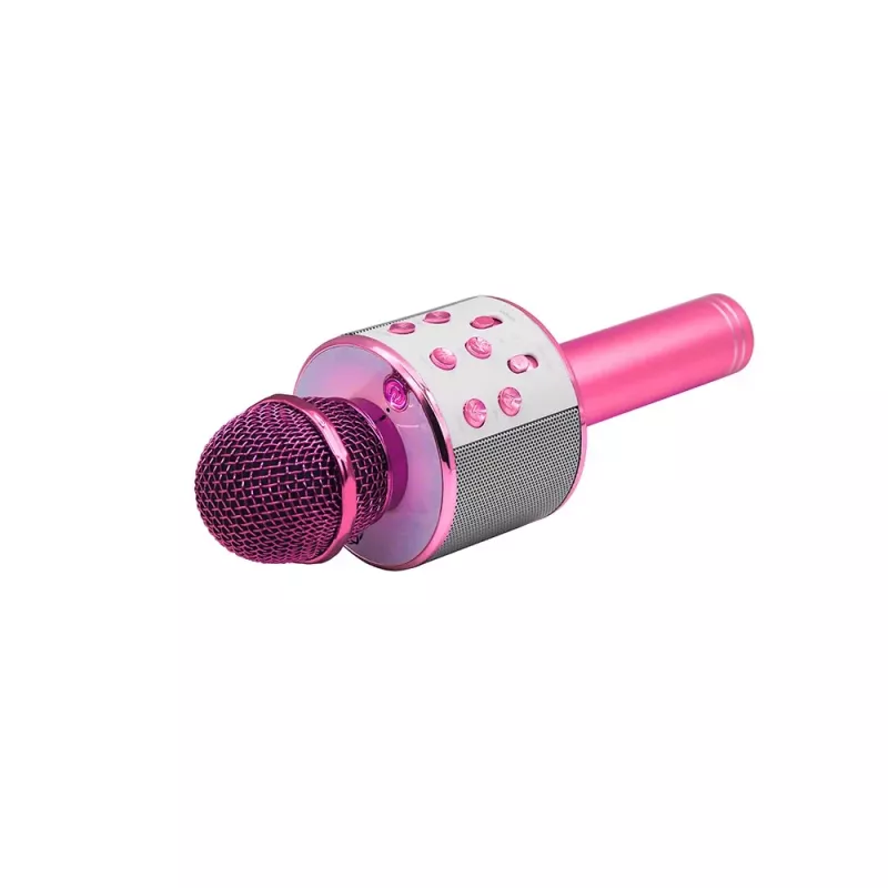 Mikrofonas MANTA MIC11-PK rožinis – belaidis Bluetooth 5.0, įmontuotas 5W garsiakalbis, karaoke