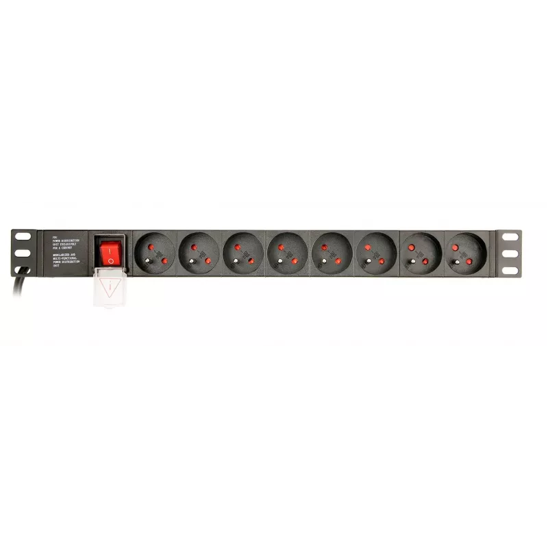 EnerGenie EG-PDU-014-F Rack maitinimo skirstytuvas (8 FR lizdai, 1U, 16A, Schuko kištukas, 3 m, juoda spalva)