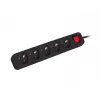 Lanberg PS1-05E-0300-BK ilgintuvas su 5 lizdais, 3 m, juodas, su jungikliu
