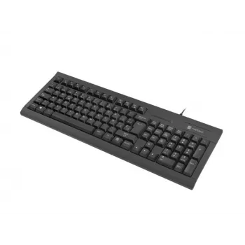NATEC Moray ES laidinė pilno dydžio klaviatūra su USB, ispanišku QWERTY išdėstymu, 105 klavišais, ID kortelių skaitytuvu, 1,5 m laidu, juoda
