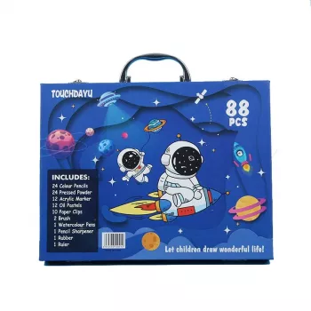 Piešimo ir tapybos rinkinys Extralink Blue Astronaut – 88 vnt. (dažai, teptukai, aksesuarai)