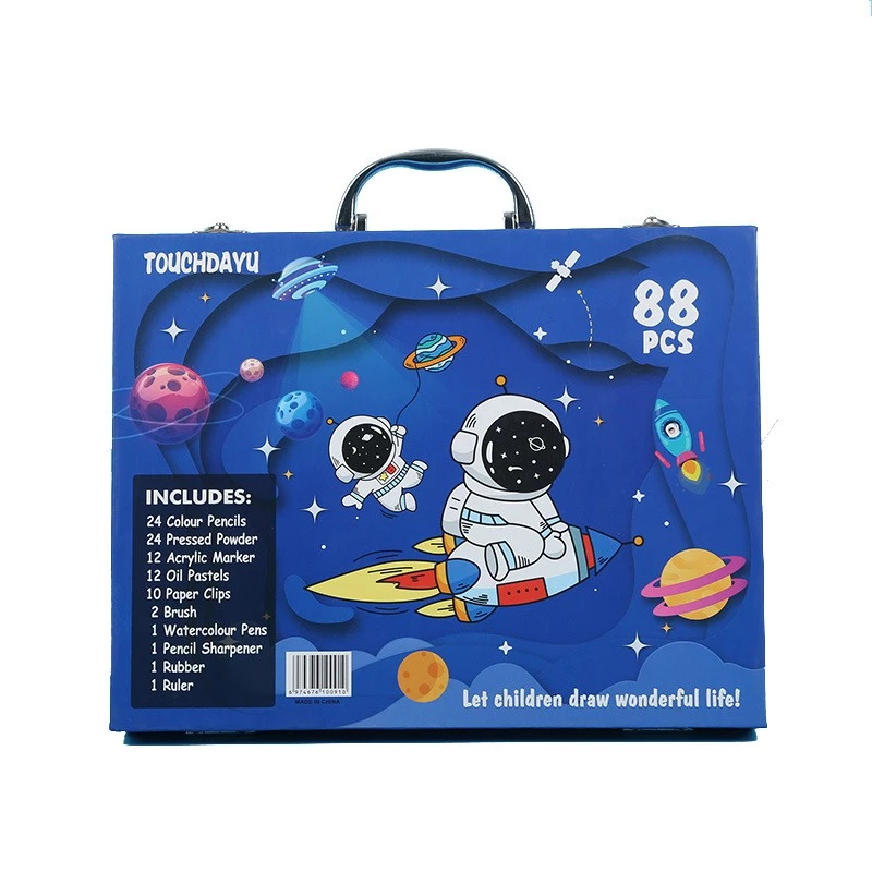 Piešimo ir tapybos rinkinys Extralink Blue Astronaut – 88 vnt. (dažai, teptukai, aksesuarai)