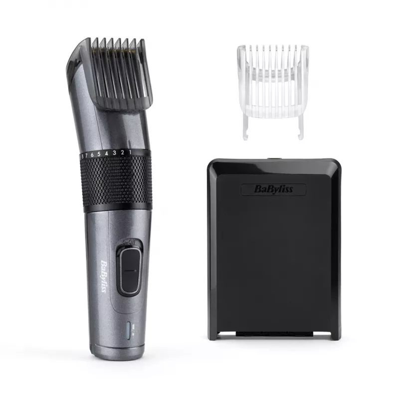 Plaukų kirpimo mašinėlė BABYLISS E976E – belaidė, įkraunama, 26 ilgio nustatymai, 0,5 mm–25 mm, 40 mm ašmenys, titano/nerūdijančio plieno ašmenys, 60 min. veikimo laikas