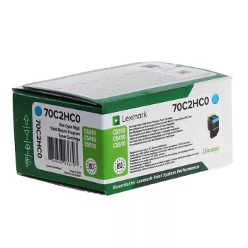 Lexmark 70C2HC0/702HC Toner-kit Cyan Return Program – 3000 puslapių (ISO/IEC)