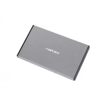 Išorinis HDD/SSD dėklas NATEC Rhino GO — 2,5 colio SATA, 9,5 mm, USB 3.0, aliuminis, pilkas, iki 4 TB