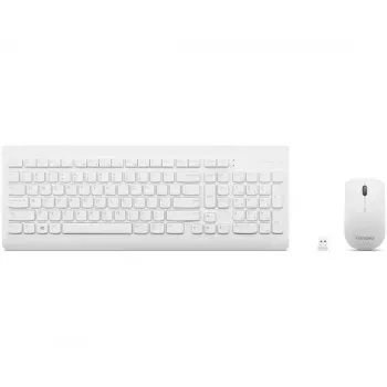 Pilno dydžio mechaninė klaviatūra ir pelė Lenovo GX30W75336 — USB + Bluetooth, QWERTY, balta