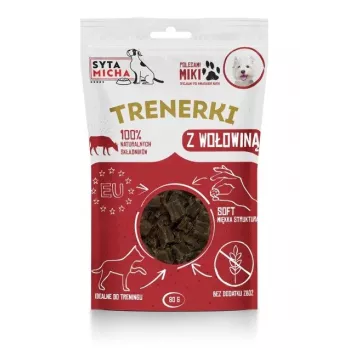 Šunų skanėstai SYTA MICHA Treats su jautiena 80 g – minkšti hipoalerginiai dresūros užkandžiai, be glitimo ir sojos