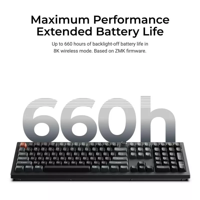 Mechaninė pilno dydžio (100 %) klaviatūra Keychron V6 Ultra 8K – QWERTY, Bluetooth, RGB LED, juoda