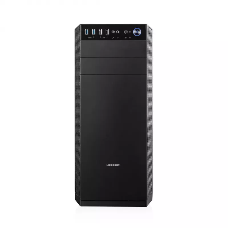 PC korpusas MODECOM Oberon Pro Midi Tower – juodas, ATX/microATX/ITX, 7 lizdai, iki 395 mm GPU, 5 HDD/3 SSD