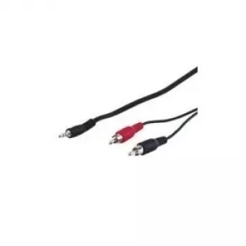 Wentronic Goobay 3,5 mm lizdo / RCA adapterio laidas HQ, juodas, 5 m - 3,5 mm kištukas (3 kontaktai, stereo) > 2x RCA kištukas (kairė/dešinė garsas) (51651)