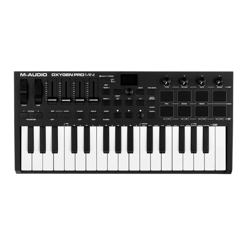 M-AUDIO Oxygen Pro Mini MIDI klaviatūra 32 klavišai USB Juoda