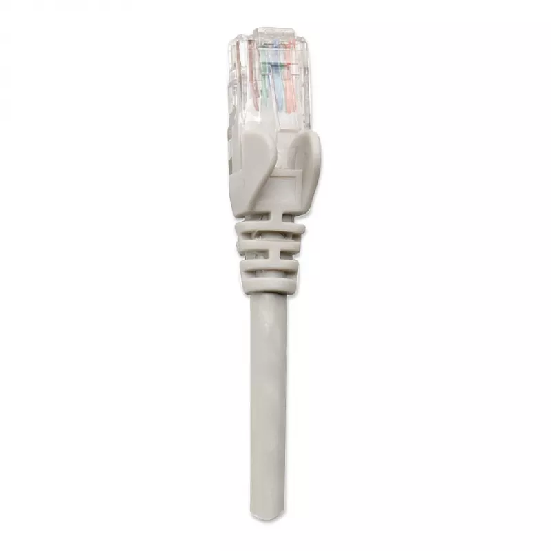 Intellinet tinklo jungiamasis laidas, Cat6, 2 m, pilka, CCA, U/UTP, PVC, RJ45, auksuoti kontaktai, su apsauga nuo užkabinimo, su gaubtukais, viso gyvenimo garantija