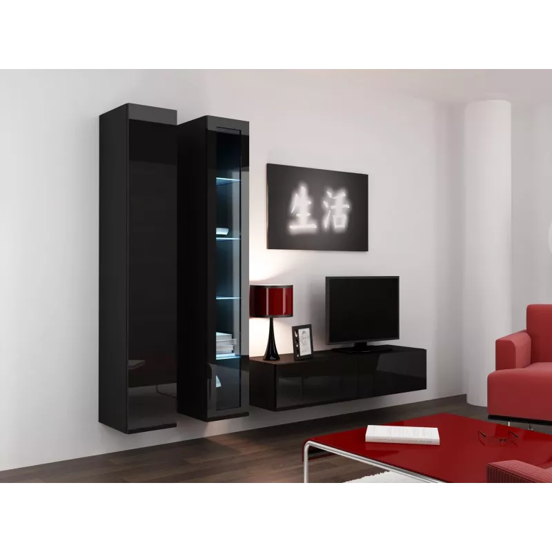 Cama Vitrininė spintelė VIGO '180' 180/40/30 juodas/juodas blizgus