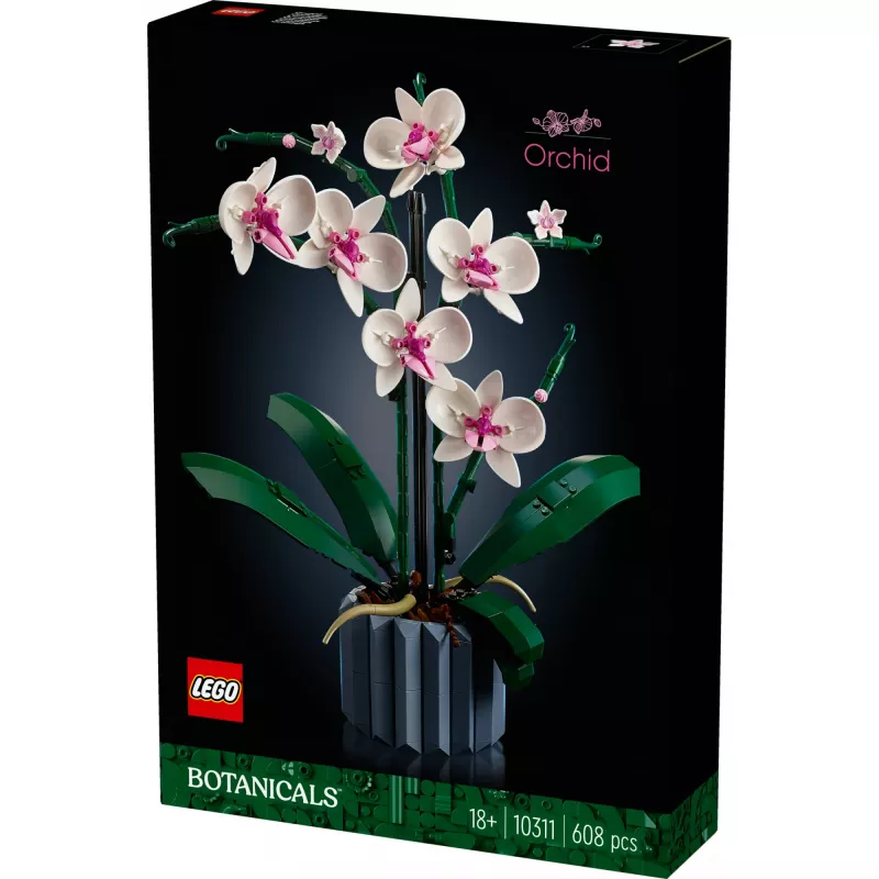 LEGO 10311 Icons Orchidėja – Dirbtinių Gėlių Konstruktorius Suaugusiems, Namų Dekoro Aksesuaras, Botaninė Kolekcija, Dovana Žmonai ar Vyrui