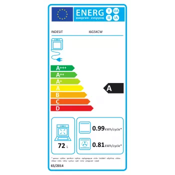 INDESIT I6G5KCW viryklė | Dujinė kaitlentė, elektrinė orkaitė | Balta | 60 cm