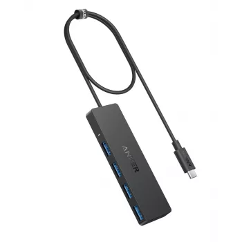 USB centrinis įrenginys Anker Ultra Slim A8309G11 — USB Type-C, 3× USB 3.2 Gen 1 Type-A, 103×30×10 mm, juodas