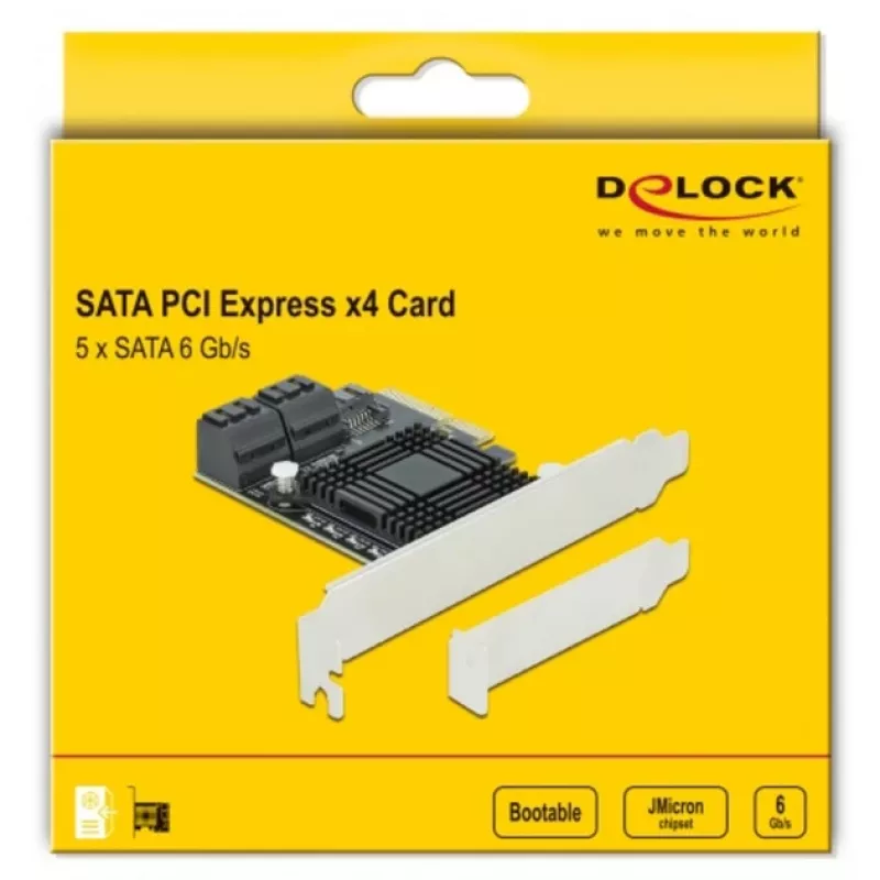 DeLOCK SATA PCI Express x4 kortelė 5 prievadų Low Profile