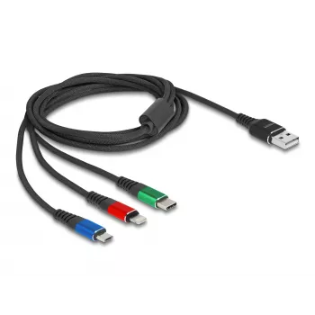 DeLOCK USB įkrovimo laidas 3 in 1 Type-A į Lightning / Micro USB / USB Type-C 30 cm
