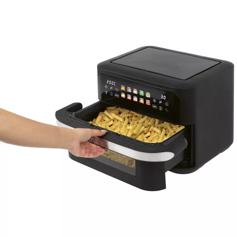 Kaitvėjo gruzdintuvė ProfiCook PC-FR 1313 H — 10 l, 2400 W, 10 programų, liečiamasis valdymas, nerūdijantis plienas/juoda