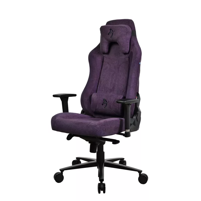 Žaidimų kėdė Arozzi Vernazza SoftFabric Violetinė – ergonomiškas dizainas, reguliuojamos porankiai ir aukštis