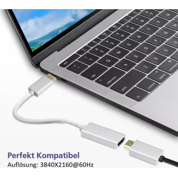 Adaptoriaus kabelis DisplayPort į HDMI Helos 4K sidabrinis — DisplayPort (vyriškas) į HDMI (moteriškas)