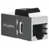 Keystone modulis LANBERG KSF5-3000 – Cat5e F/UTP plokščias kabelis, RJ-45 moteriška, juoda