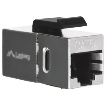 Keystone modulis LANBERG KSF5-3000 – Cat5e F/UTP plokščias kabelis, RJ-45 moteriška, juoda