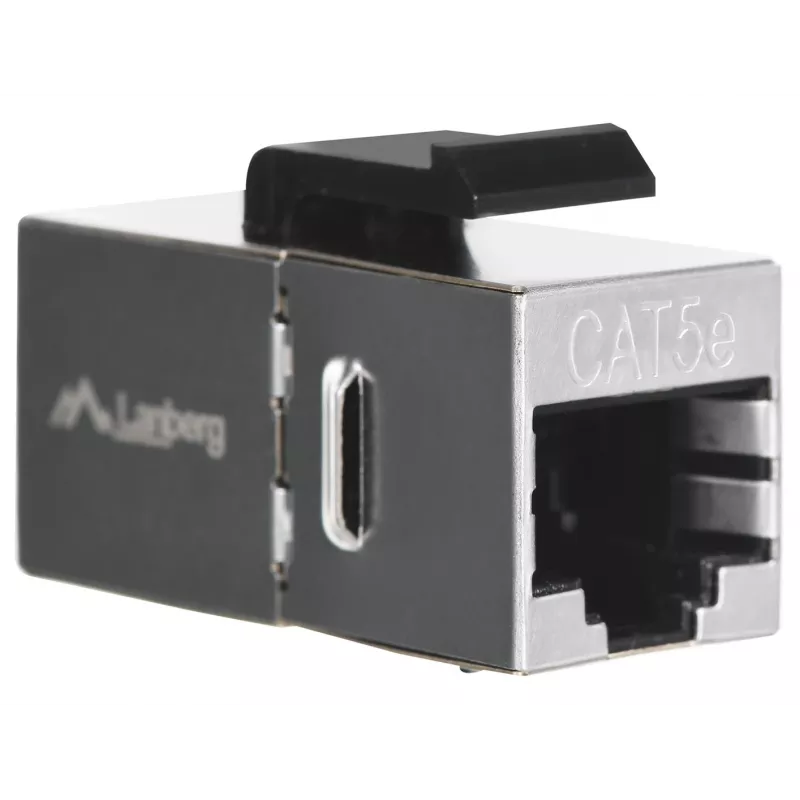 Keystone modulis LANBERG KSF5-3000 – Cat5e F/UTP plokščias kabelis, RJ-45 moteriška, juoda