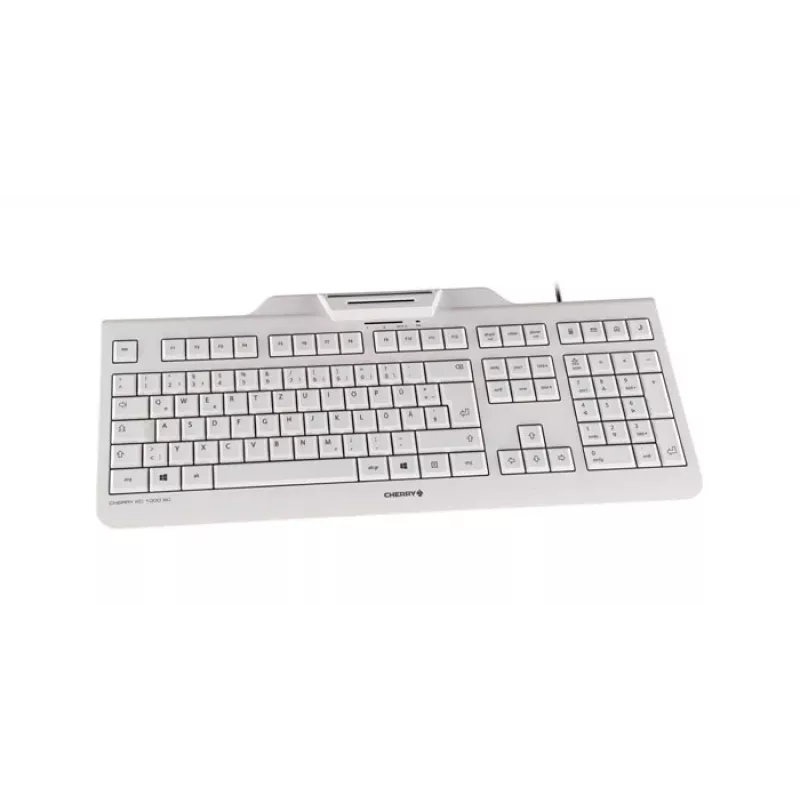 Klaviatūra CHERRY KC 1000 SC, laidi, su išmaniosios kortelės skaitytuvu, šviesiai pilka, USB, QWERTY JK